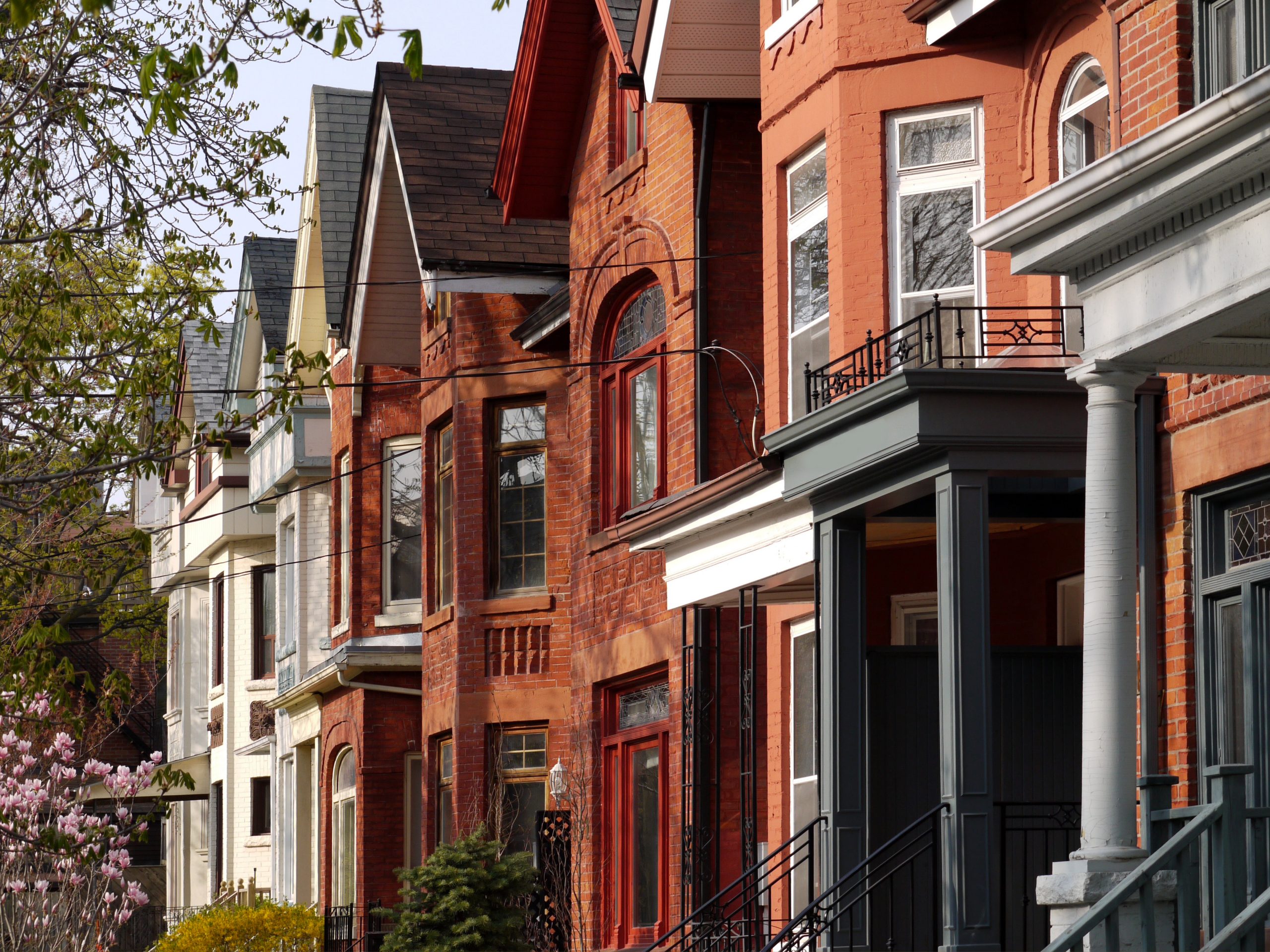 Row of old Victorian houses